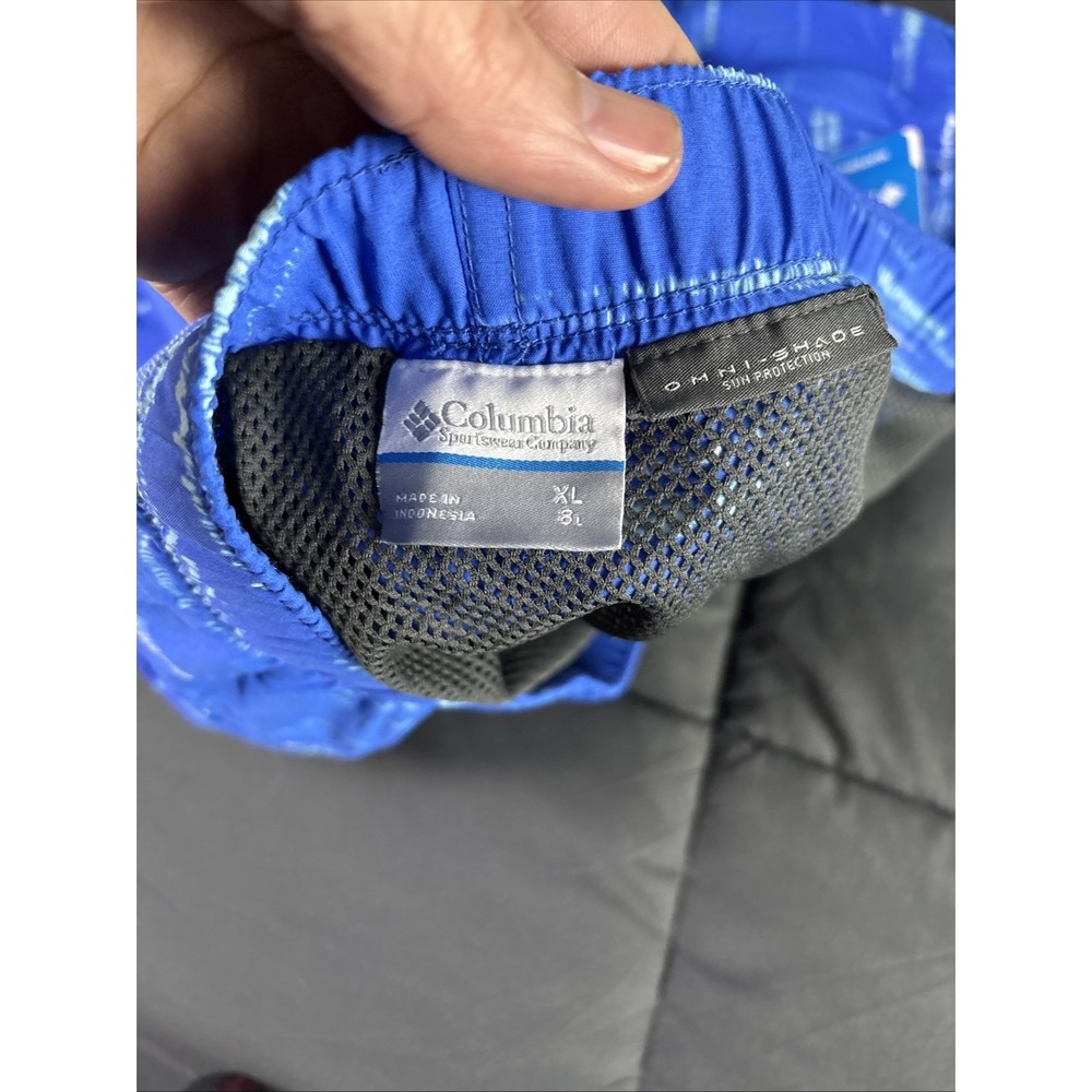 Columbia Flatwater Run Swim Shorts XL Blue Print 8inch Inseam Belt - Picture 8 of 10